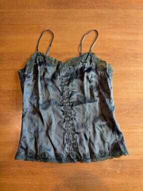 Libertine x Target Silk Slip Cami Forest Green Lace Small Regencycore Coquette